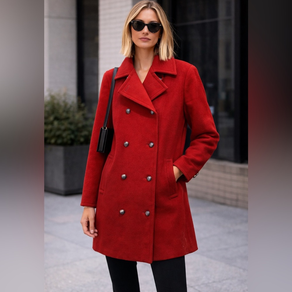 Vintage Luxury Women's Red Double breasted Coat